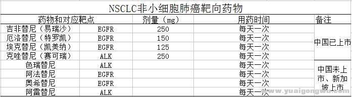 图三：非小细胞肺癌的靶向药物